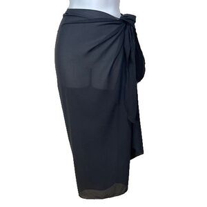 Dotti Sheer Black Sarong Wrap Swim Coverup Skirt Shawl One Size Long Length